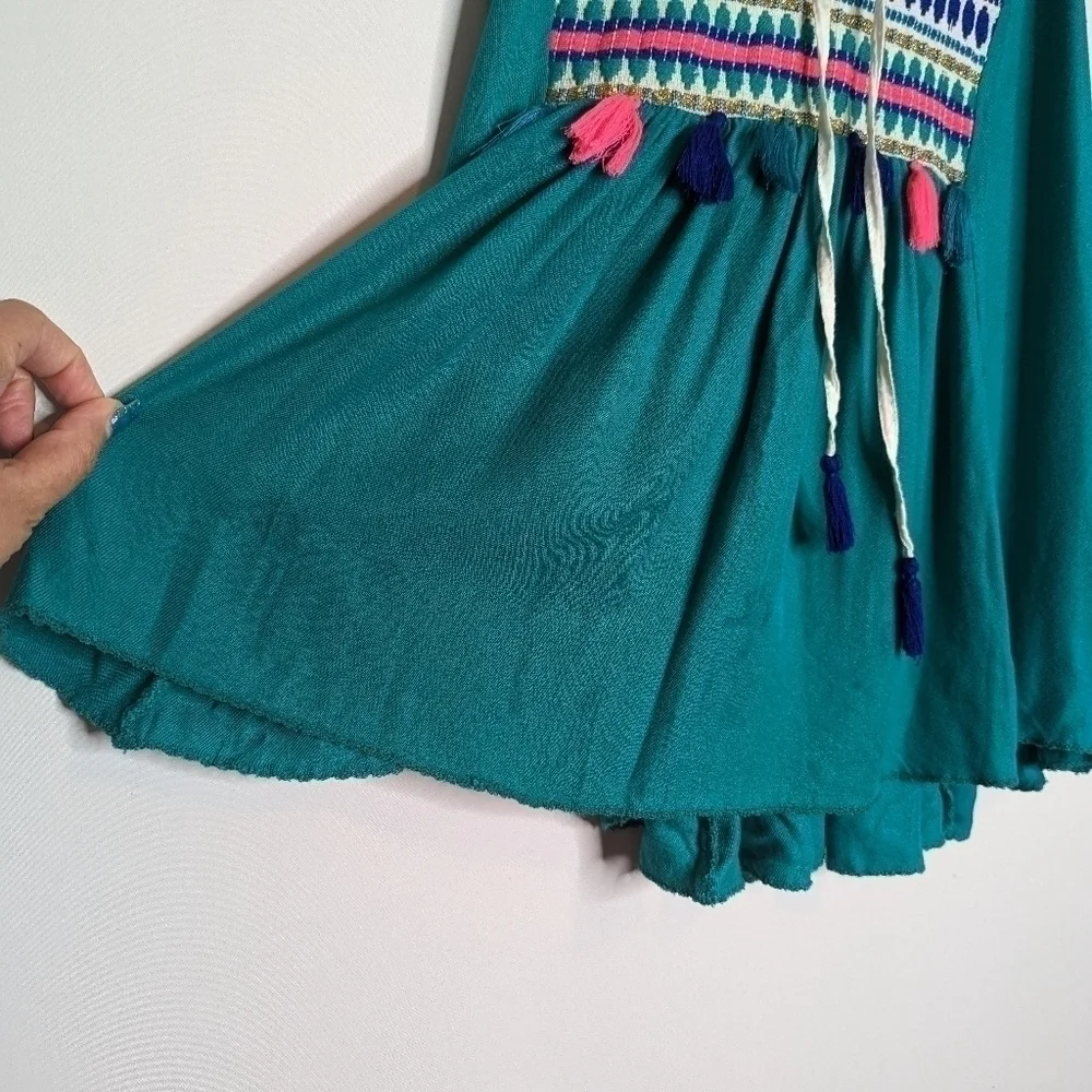 Judith March Teal Embroidered Tassel Tank - Picture 8 of 12